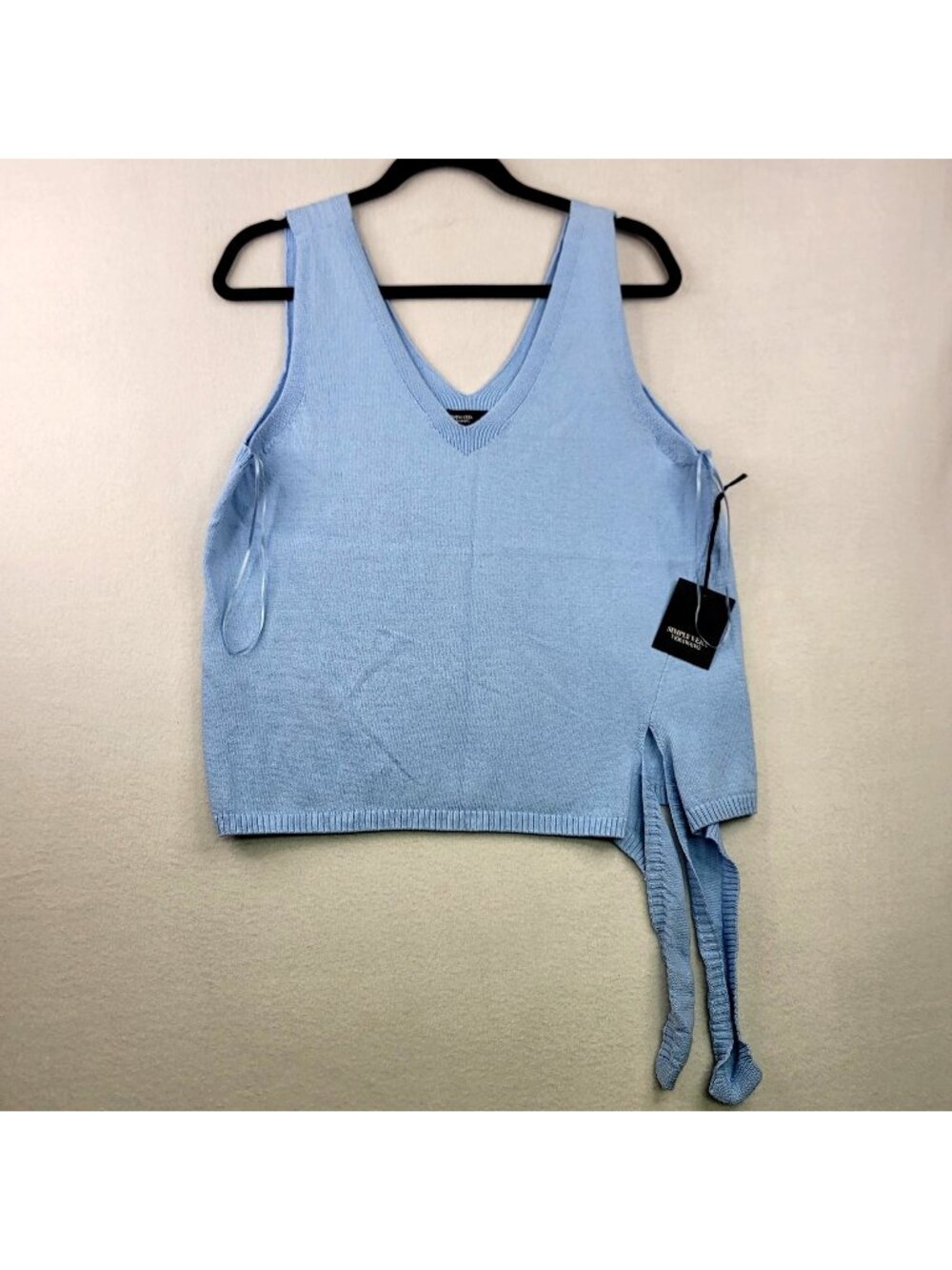 Simply Vera Wang Knit Side Tie Sweater Tank L Light Blue Indie Coquette Coastal